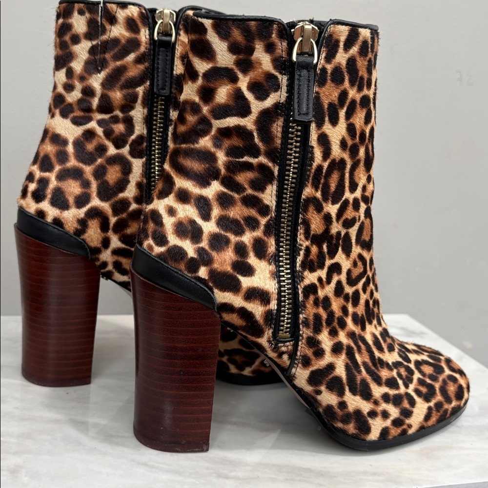 Katherine Kelly Calf Hair Leopard Print Ankle Boots Size 7.5 - Picture 6 of 13